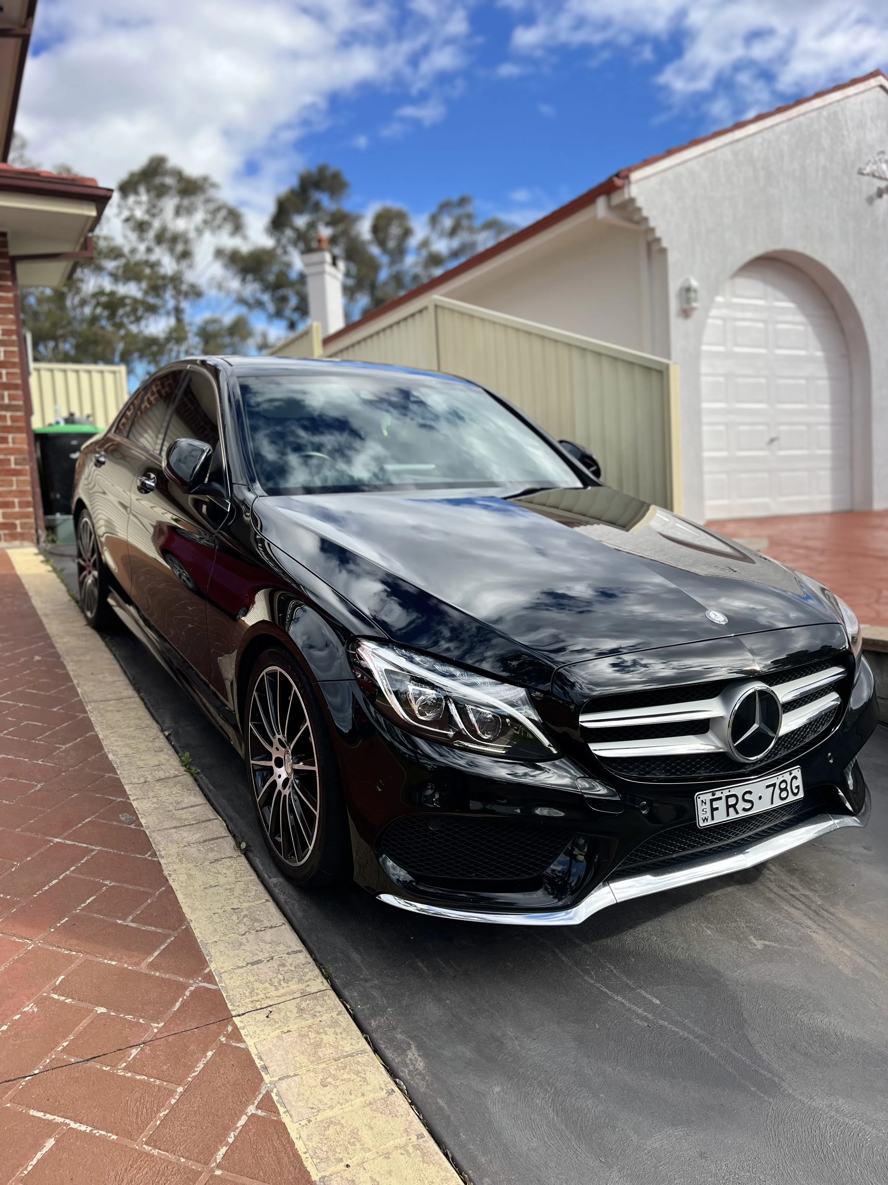 Mercedes C-Class black polished front after ceramic coating by 3Stage Car Care Sydney